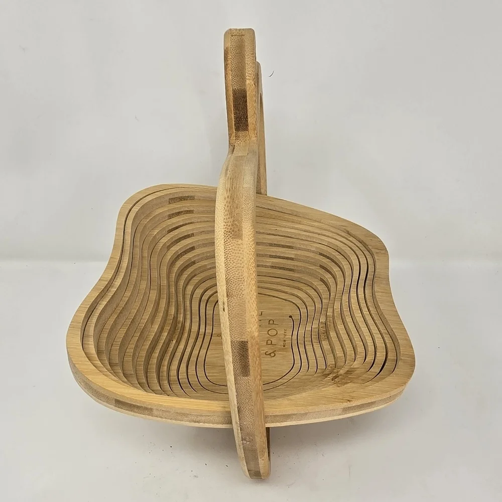 Bonnie & Pop collapsible wooden apple shape fruit basket trivet‎ kitchen ware